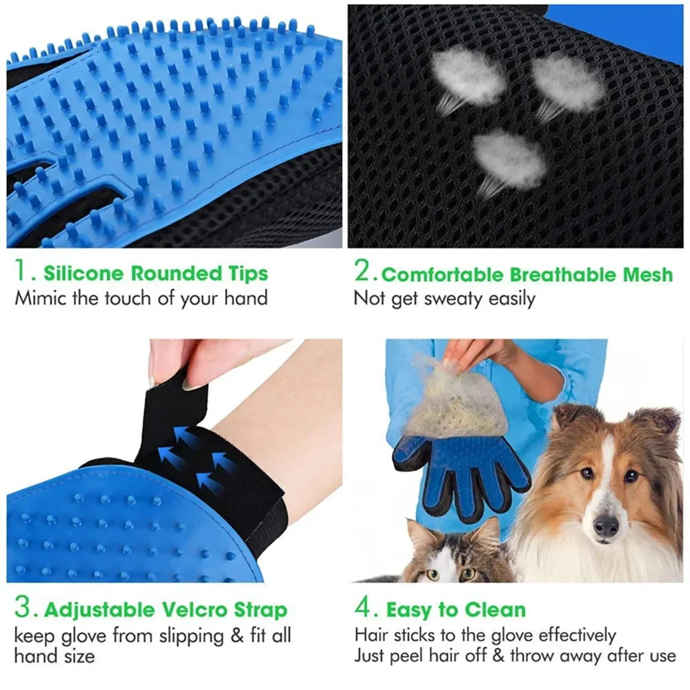 Cat grooming glove for cats wool Pet Hair Deshedding Brush Comb Glove For Pet Dog Cleaning Massage Glove For accessories