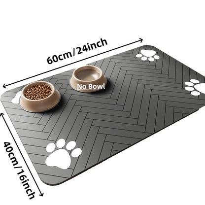 Food & Water Bowl Mat – Absorbent, Quick-Dry, Non-Slip Waterproof Backing
