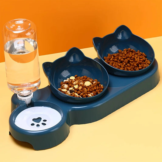 Ergonomic Elevated Cat Bowl & Water Dispenser Set