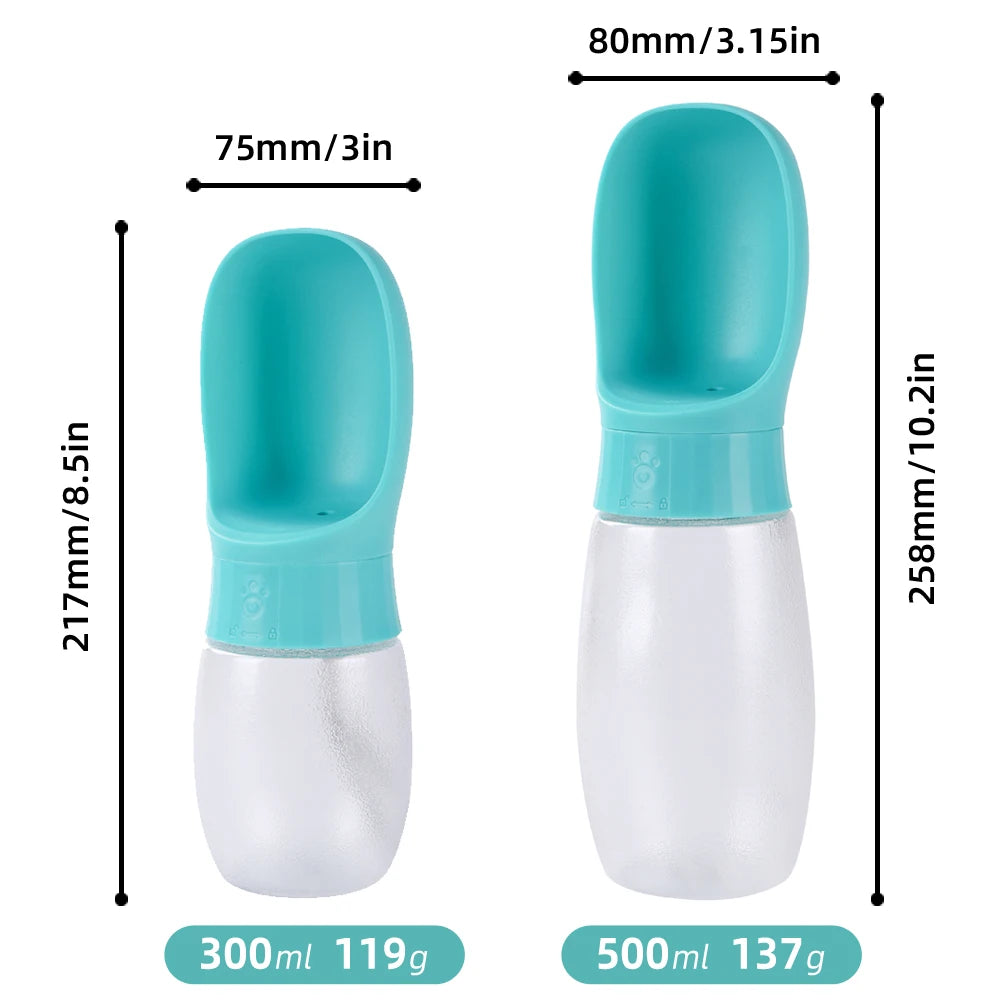 Portable Dog & Cat Water Bottle with Travel Bowl – 300ml / 500ml for Hiking & Travel