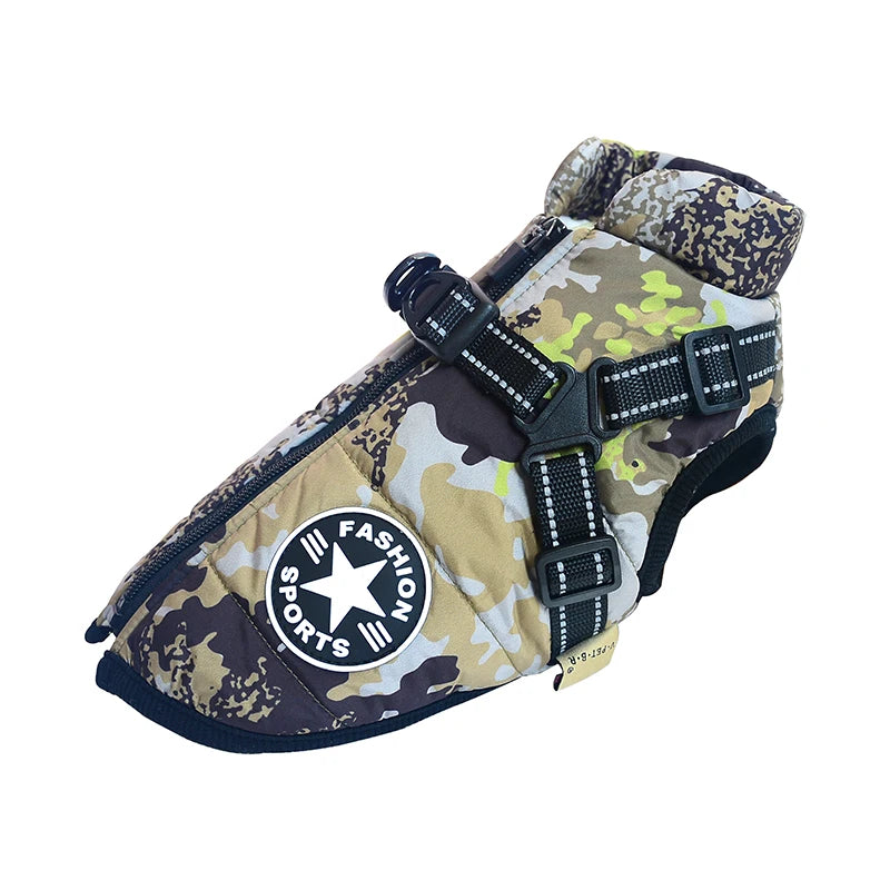 Waterproof Winter Dog Jacket with Harness