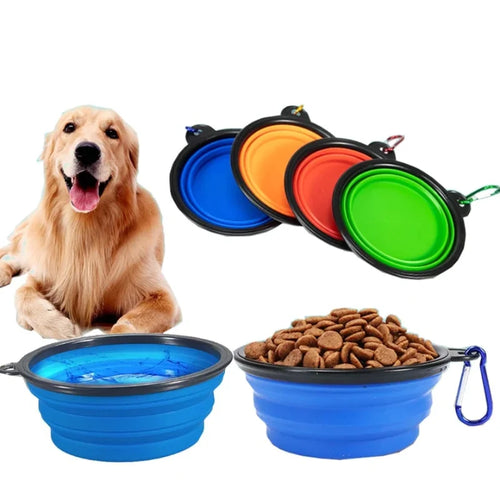Portable Folding 350ml Pet Bowl with Keychain