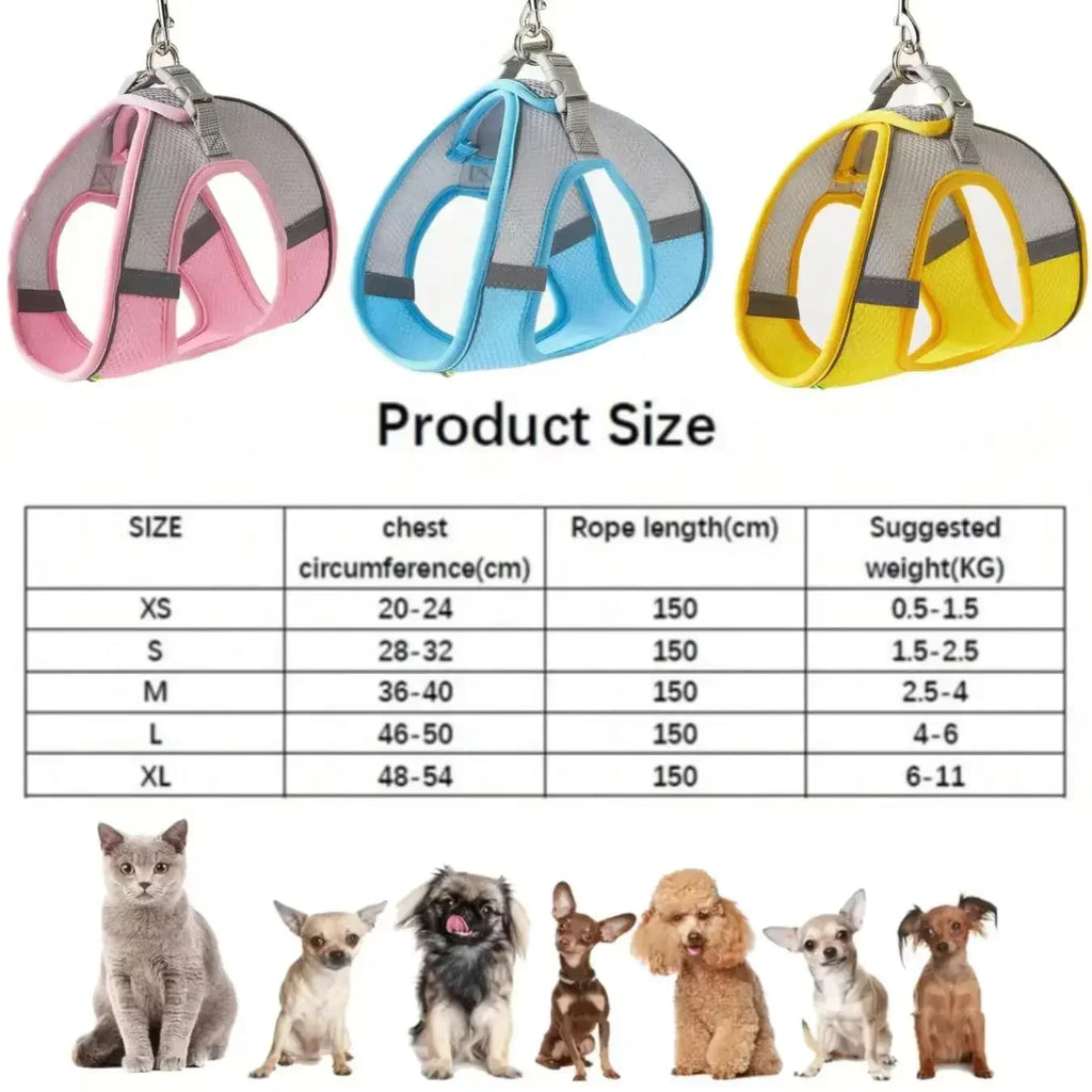 Escape-Proof Pet Harness & Leash Set – Reflective Vest for Small Dogs and Cats