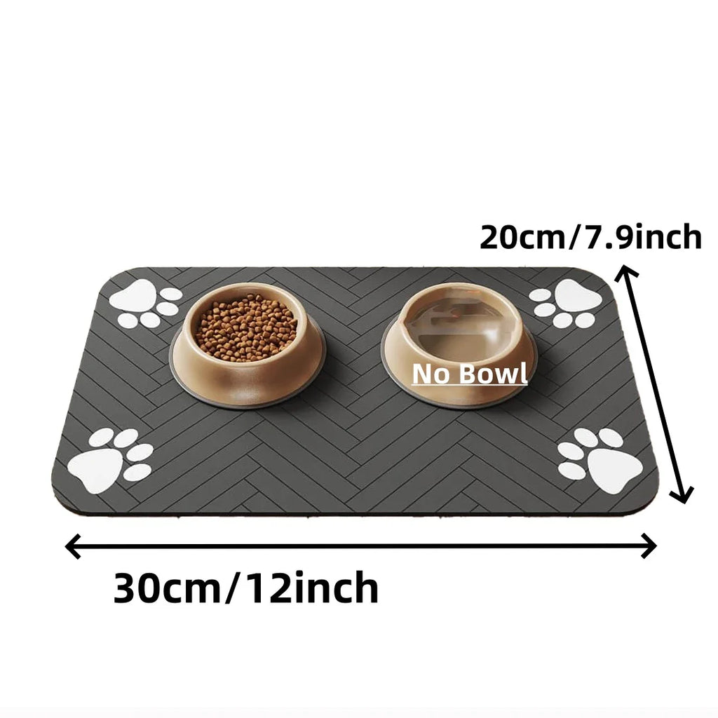 Food & Water Bowl Mat – Absorbent, Quick-Dry, Non-Slip Waterproof Backing