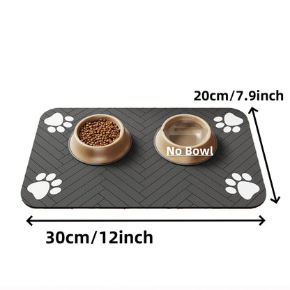 Food & Water Bowl Mat – Absorbent, Quick-Dry, Non-Slip Waterproof Backing