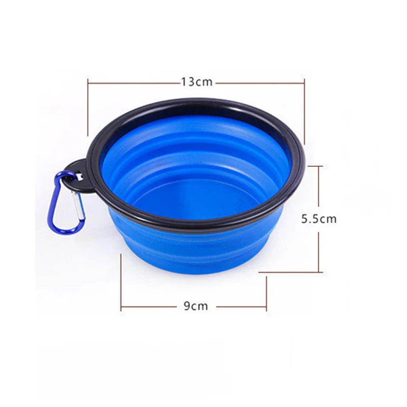 Portable 350ml Folding Pet Bowl with Keychain – Durable Travel Feeder for Dogs & Cats