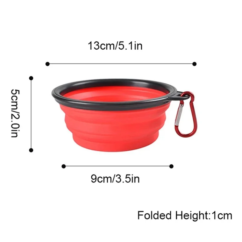 Portable 350ml Folding Pet Bowl with Keychain – Durable Travel Feeder for Dogs & Cats