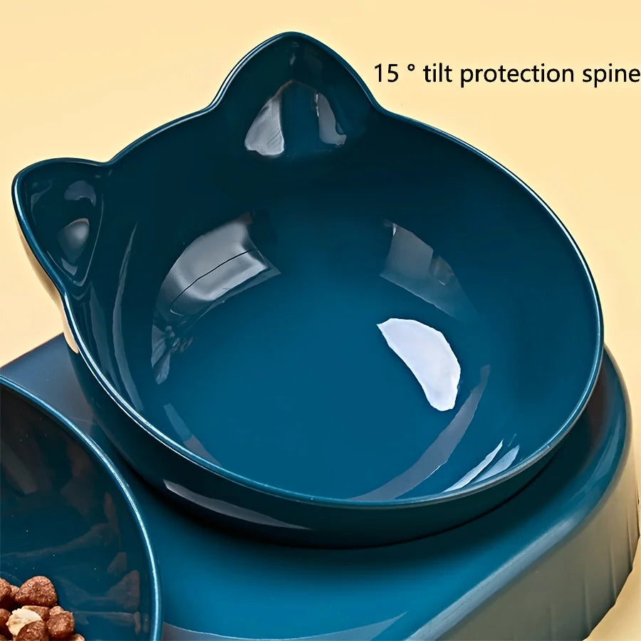 Elevated Tilted Cat Bowl Set with Gravity Water Dispenser – Ergonomic 3-in-1 Feeder