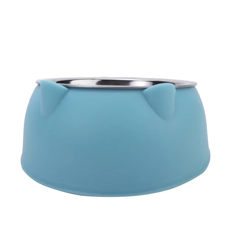 Cute Inclined Cat Bowl – Stainless Steel Food & Water Feeder for Small Pets