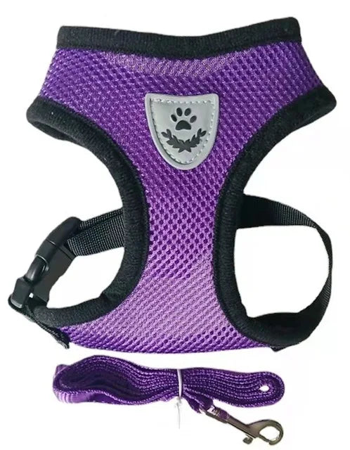 Cat Harness with Lead Leash Adjustable Vest Polyester Breathable Harnesses