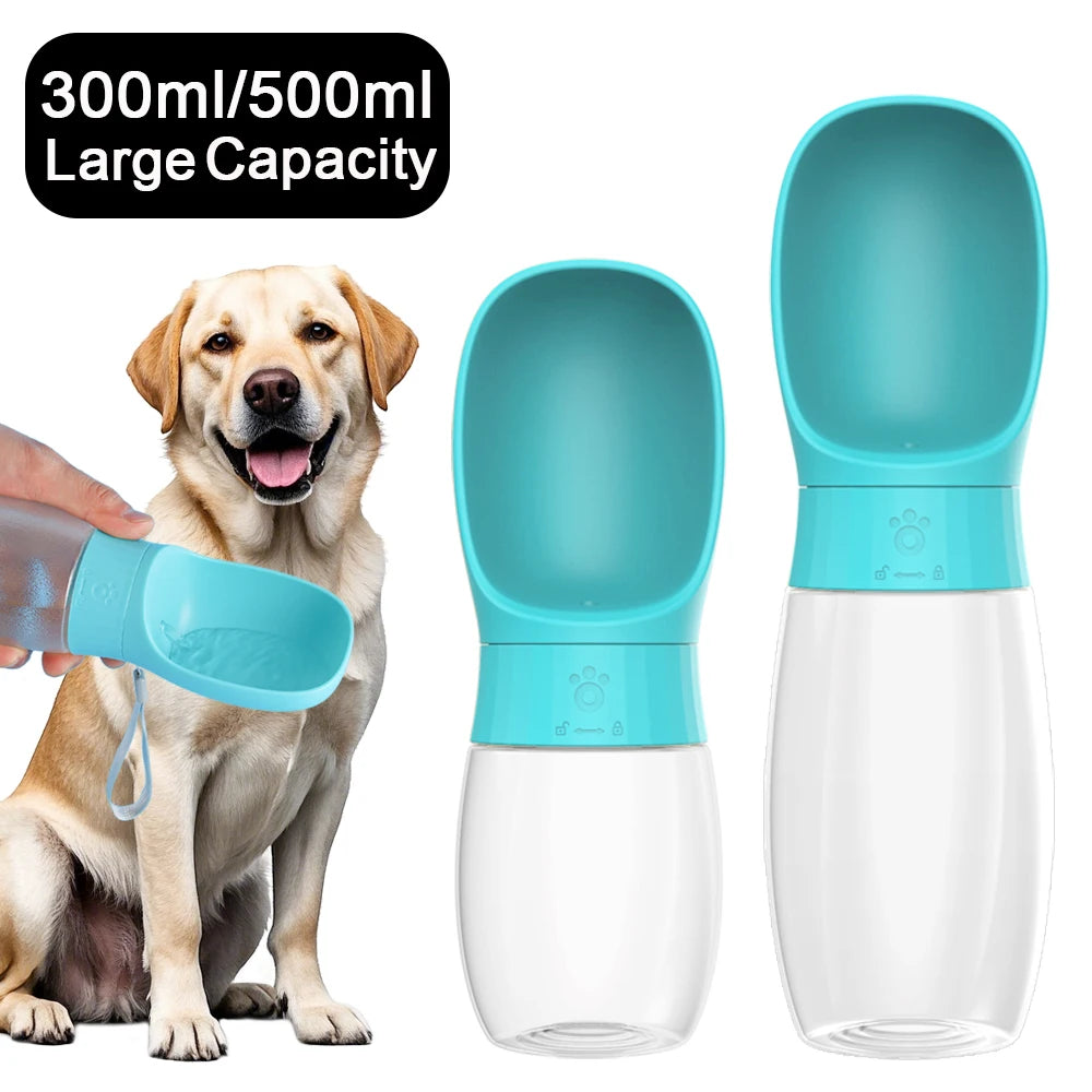 Portable Dog & Cat Water Bottle with Travel Bowl – 300ml / 500ml for Hiking & Travel