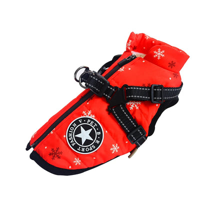 Waterproof Winter Dog Jacket with Harness