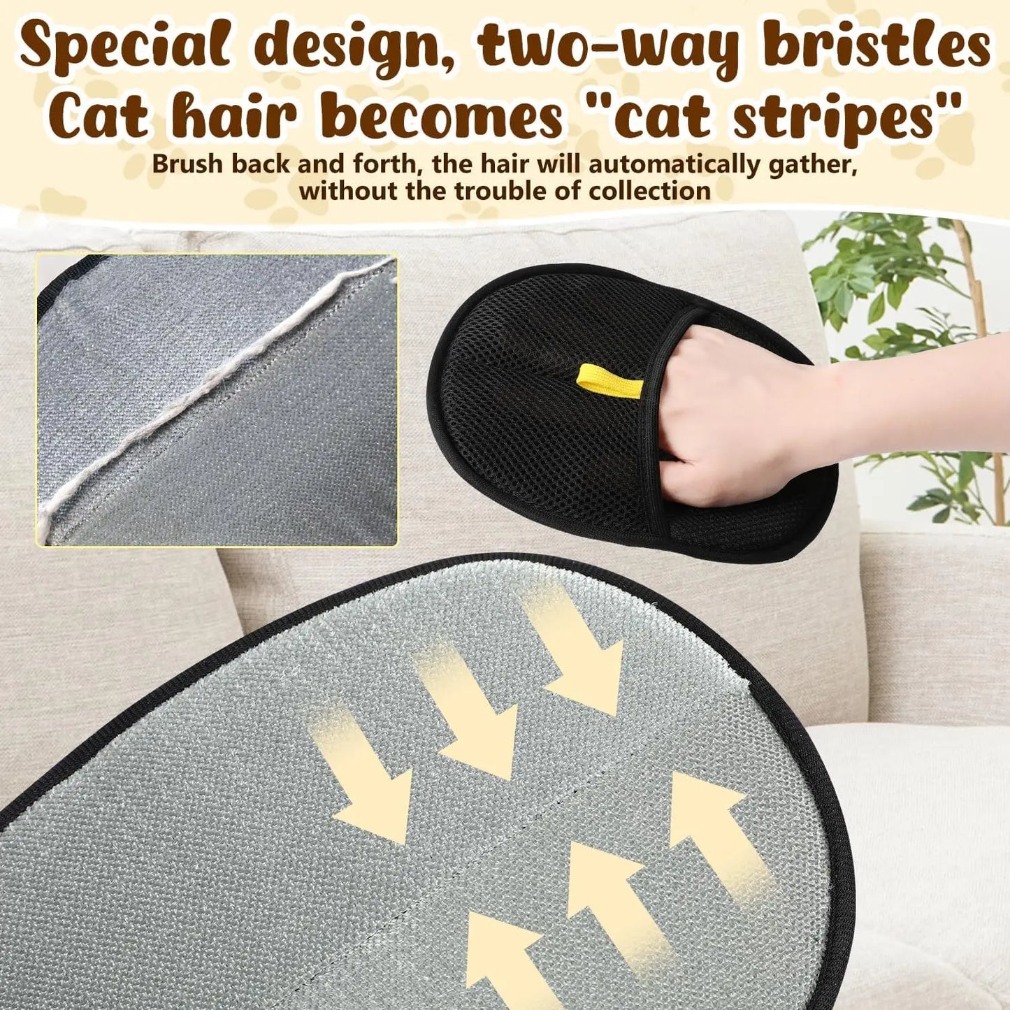 Double-Sided Pet Grooming Gloves for Dogs & Cats