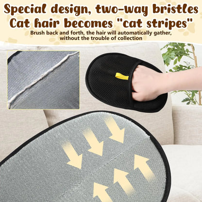 Double-Sided Pet Grooming Gloves for Dogs & Cats